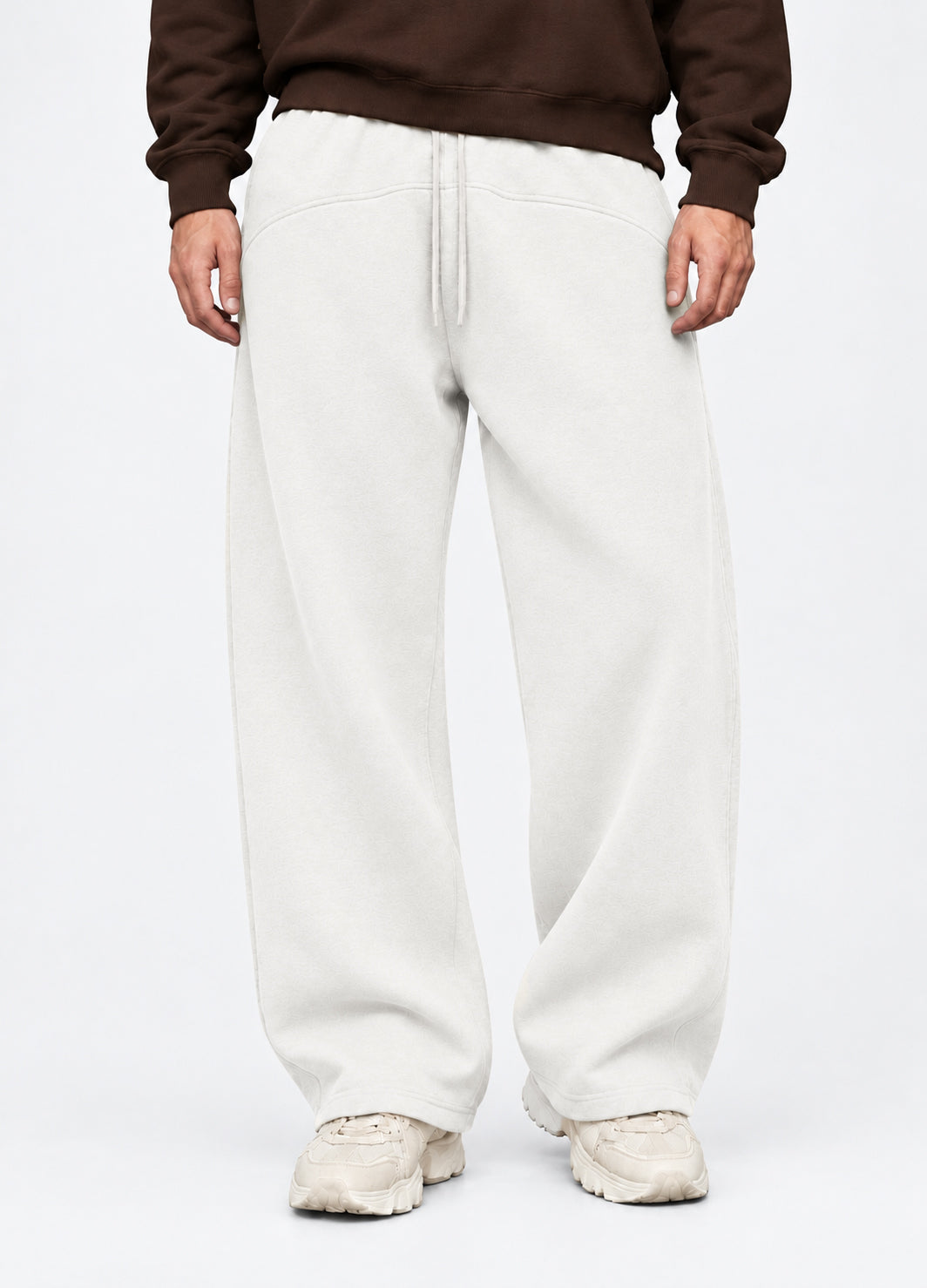 LIGHT OFF WHITE MELTON WIDE LEG
